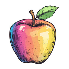 Simple hand-drawn colorful Wax Apple. Trendy abstract minimal style. Natural fresh. Vector illustration isolated on white background, vector illustration	