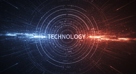 Obraz premium Digital Realm: A striking digital composition featuring the word 