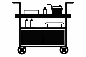 Fototapeta premium bar cart line art silhouette vector illustration