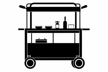 bar cart line art silhouette vector illustration