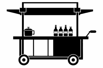 bar cart line art silhouette vector illustration