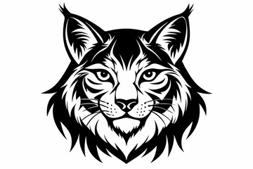 canadian lynx head line art silhouette vector illustration