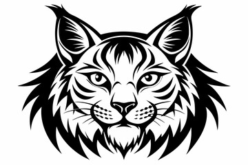 canadian lynx head line art silhouette vector illustration