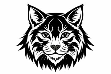 canadian lynx head line art silhouette vector illustration