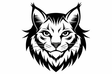 canadian lynx head line art silhouette vector illustration