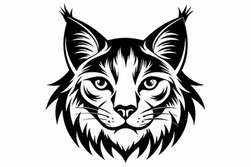 Fototapeta premium canadian lynx head line art silhouette vector illustration