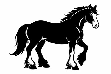 clydesdale horse line art silhouette vector illustration