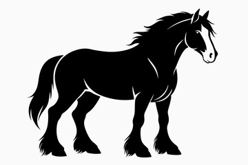 clydesdale horse line art silhouette vector illustration