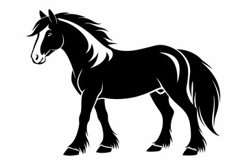 clydesdale horse line art silhouette vector illustration
