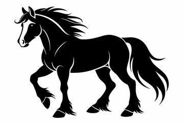 clydesdale horse line art silhouette vector illustration