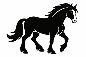 clydesdale horse line art silhouette vector illustration