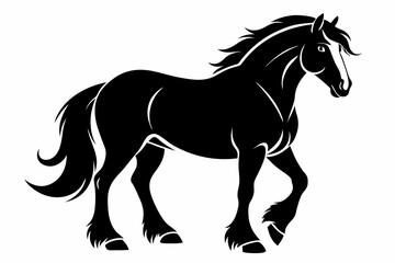 clydesdale horse line art silhouette vector illustration