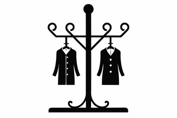 coat rack line art silhouette vector illustration