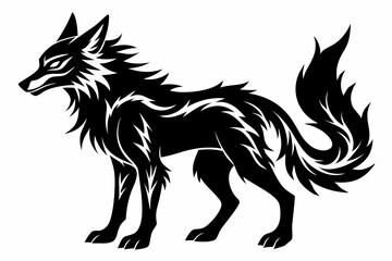 fenrir line art silhouette vector illustration