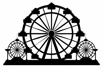 Fototapeta premium ferris wheel line art silhouette vector illustration