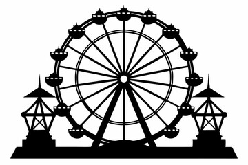 ferris wheel line art silhouette vector illustration