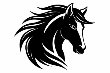 horse head line art silhouette vector illustration