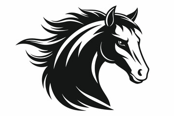 horse head line art silhouette vector illustration