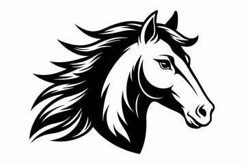 horse head line art silhouette vector illustration