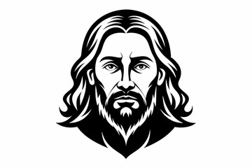 jesus head line art silhouette vector illustration