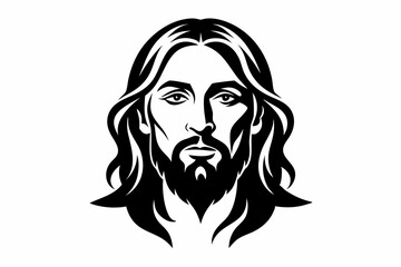 jesus head line art silhouette vector illustration