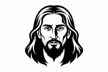 jesus head line art silhouette vector illustration
