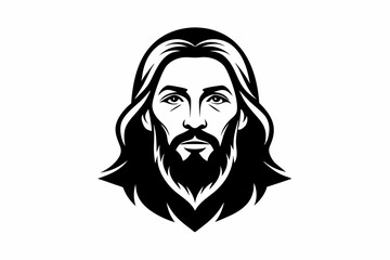 jesus head line art silhouette vector illustration
