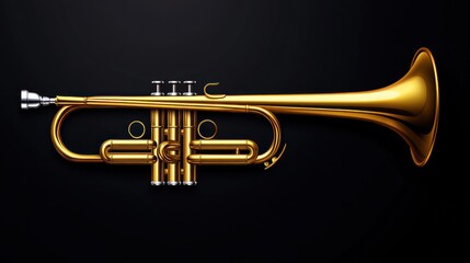 Obraz premium Golden Trumpet on Black Background: A Musical Instrument