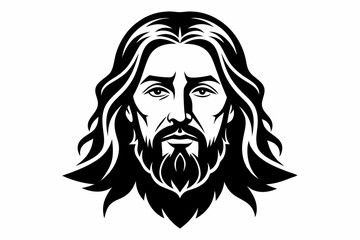 Fototapeta premium jesus head line art silhouette vector illustration