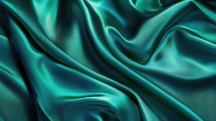 Obraz premium Teal Silk Fabric Draped Texture Backgrounds and Patterns in High Resolution and Close Up View for Elegant and Luxury Design Purposes. Rich Deep Teal Fabric Texture Backgrounds. Silk or Satin. Smooth