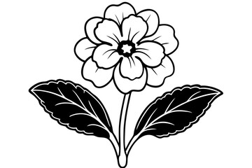 primrose flower line art silhouette vector illustration