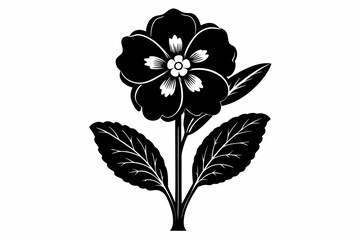 primrose flower line art silhouette vector illustration