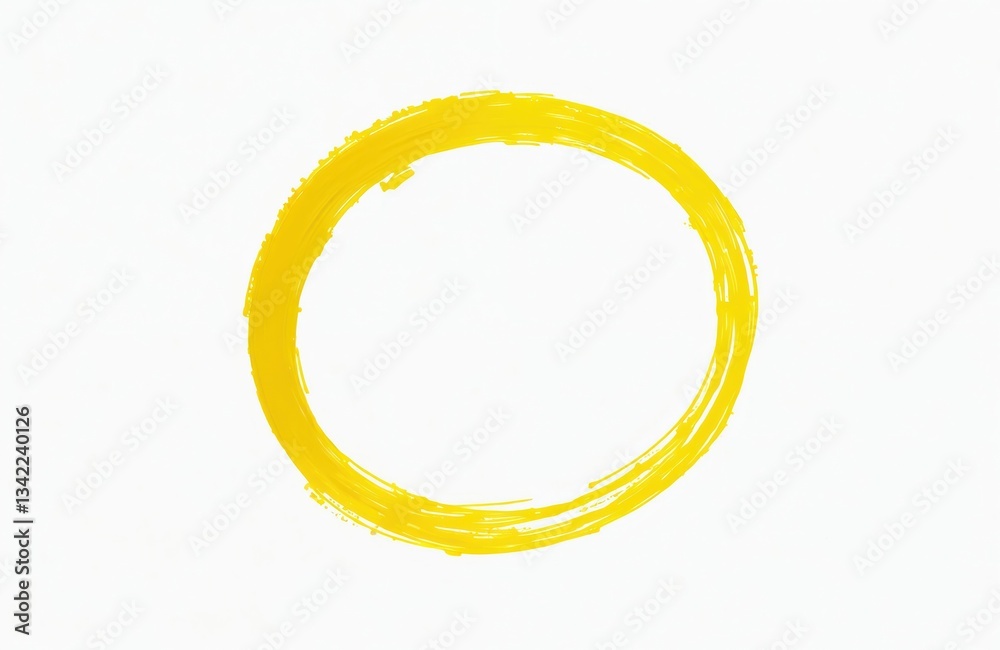 Poster Hand drawn yellow circle element isolated on white background. Design graphic shape. Doodle drawing scribble art. Round brush stroke frame. Simple and minimalist element.