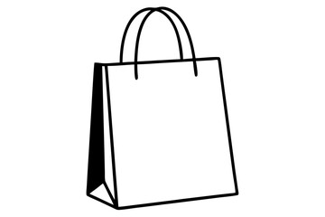 shopping bag line art silhouette vector illustration
