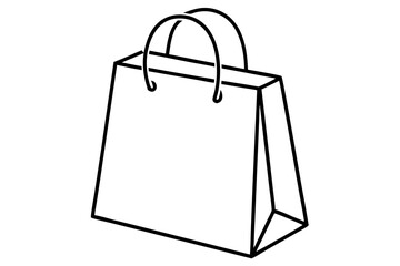 shopping bag line art silhouette vector illustration