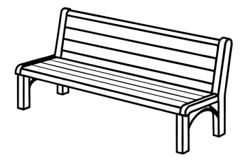 sitting bench line art silhouette vector illustration
