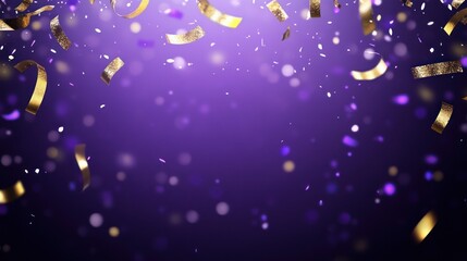 Purple Celebration Background with Golden Confetti