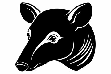 tapir head line art silhouette vector illustration