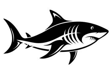 tiger shark line art silhouette vector illustration