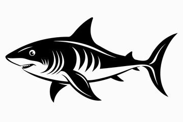 tiger shark line art silhouette vector illustration
