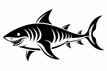 tiger shark line art silhouette vector illustration