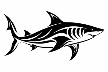tiger shark line art silhouette vector illustration