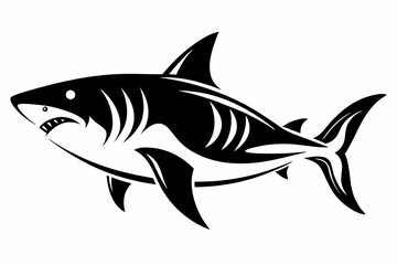 Fototapeta premium tiger shark line art silhouette vector illustration