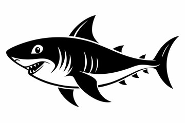tiger shark line art silhouette vector illustration