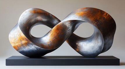 Maze inspired abstract sculpture blending overlapping paths twisting junctions and metallic loops designed as a metaphor for lifes challenges and triumphs