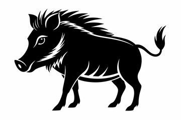 warthog line art silhouette vector illustration