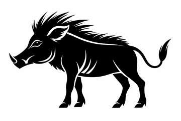 warthog line art silhouette vector illustration