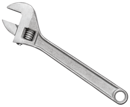 Steel monkey wrench isolated on a transparent background. PNG.