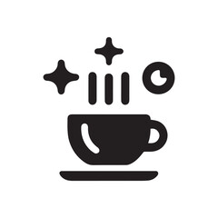 A silhouette of a white cup