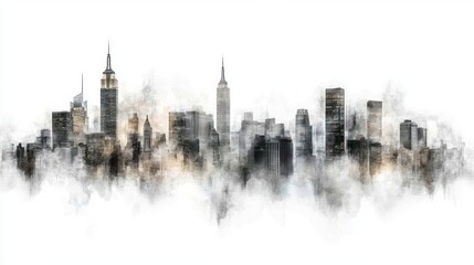 Obraz premium Dreamy NYC Skyline: A Watercolor Cityscape